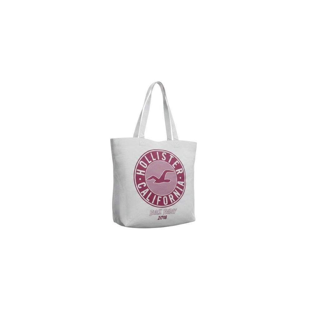 Hollister Tote Bag Womens White  Graphic Canvas Logo